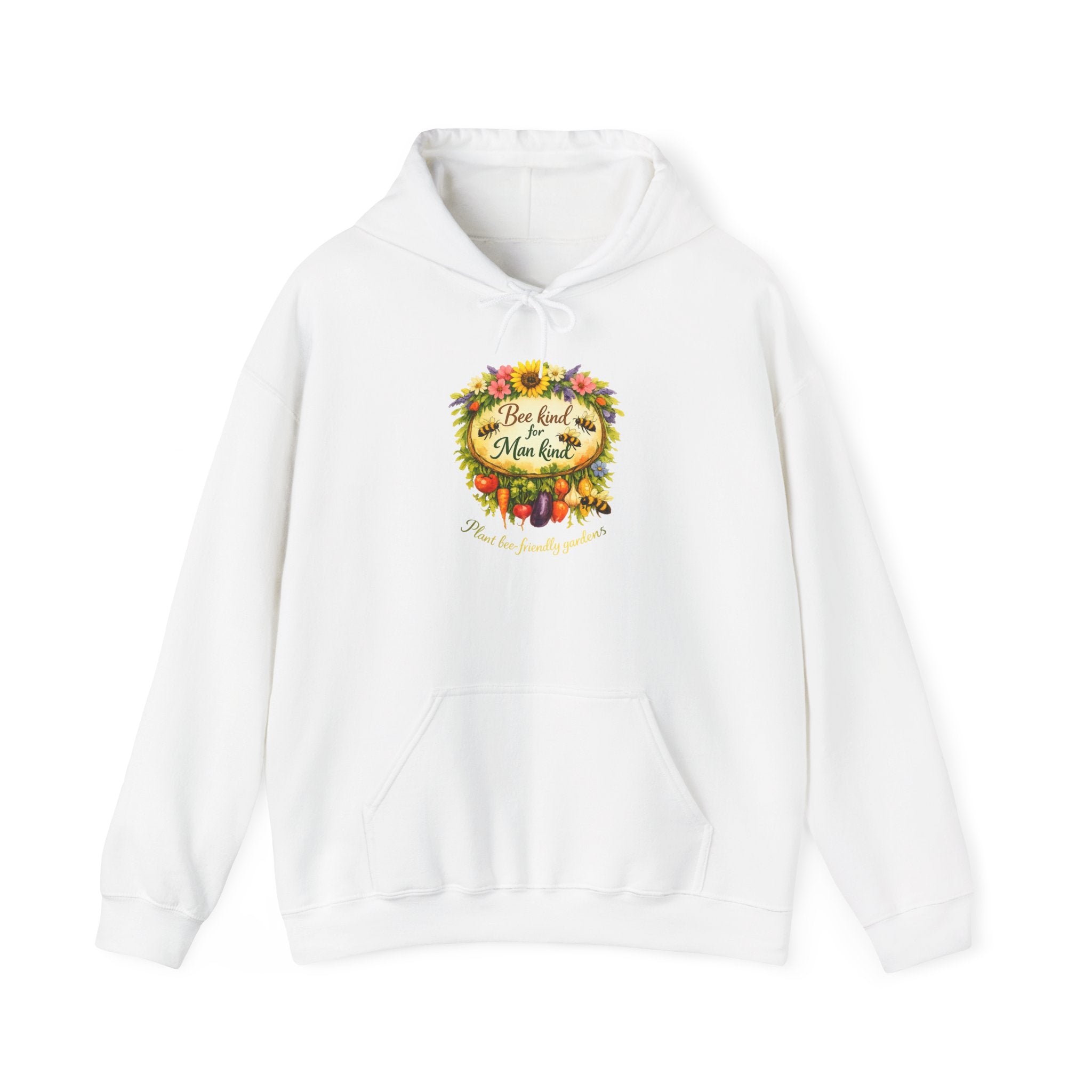 Autumn Floral "Bee Kind to Mankind" Hoodie — Cozy Fall Sweatshirt Gift