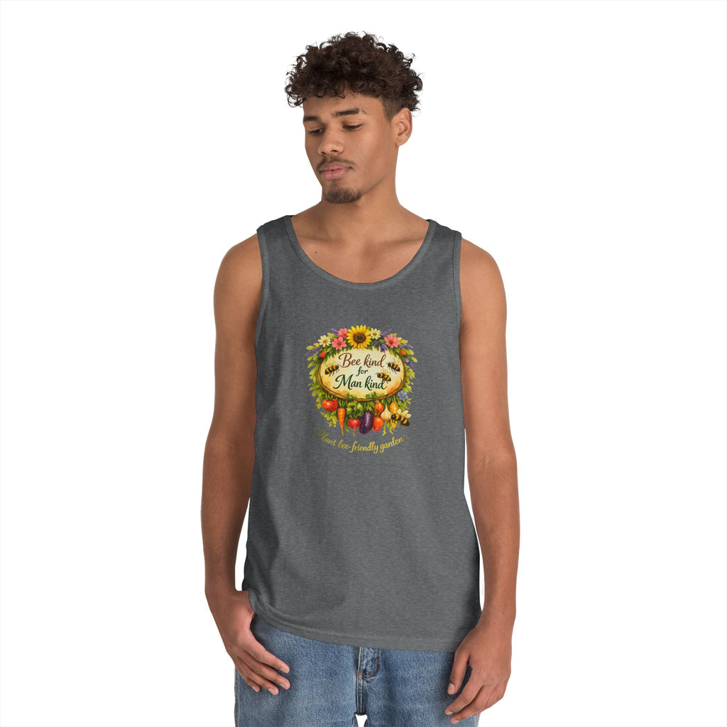 Sunflower Harvest Tank Top — "Bee Kind to mankind" Floral Summer Shirt