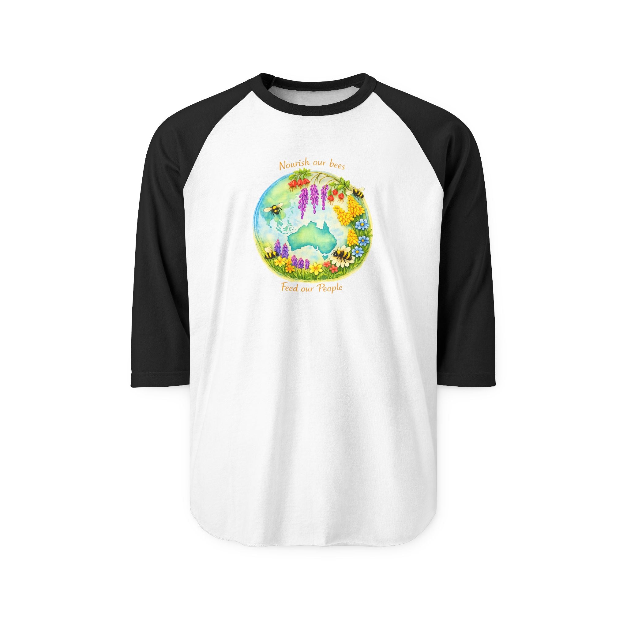 Peaceful Nature Baseball Tee - feed our pollinators