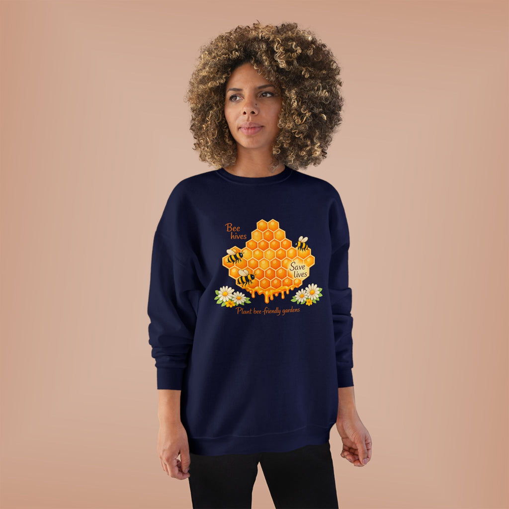 Bee Hive Sweatshirt – Save the Bees Honeycomb Floral Crewneck