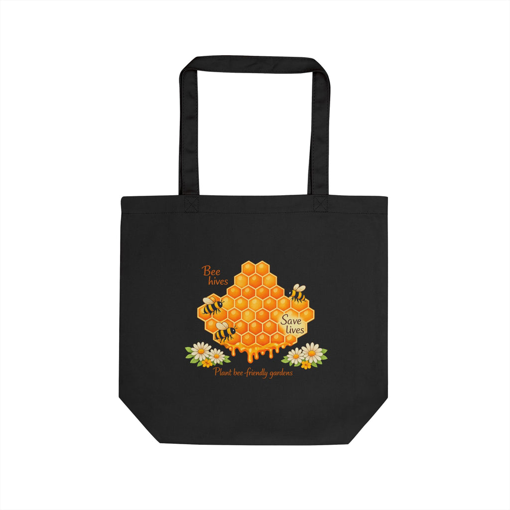 Eco Tote Bag — 'Bee' Kind Honeycomb Tote | Save the Bees, Plant a Pollinator Garden