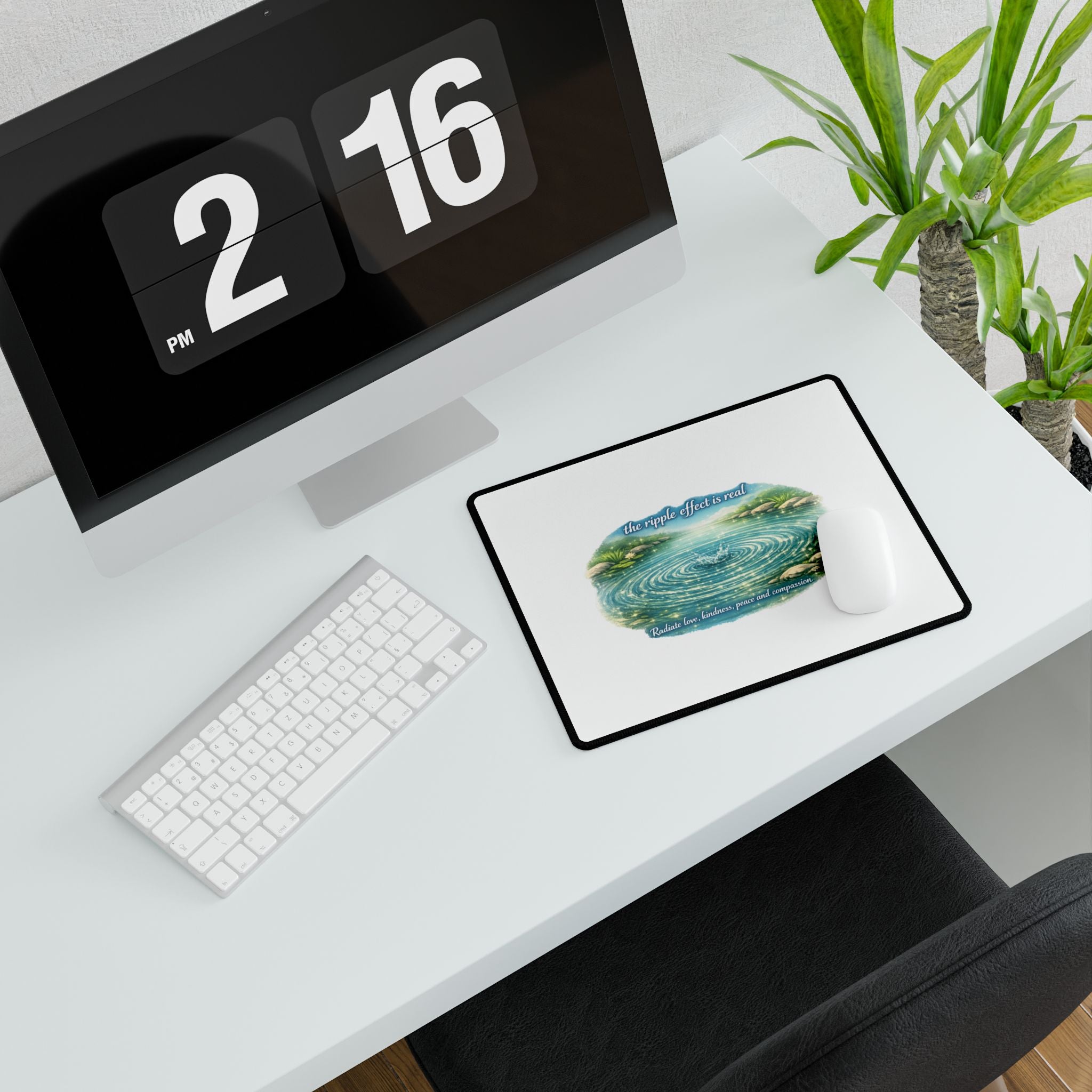 Ripple Effect Desk Mat — Tranquil Water Ripple Mouse Pad with Inspirational Quote
