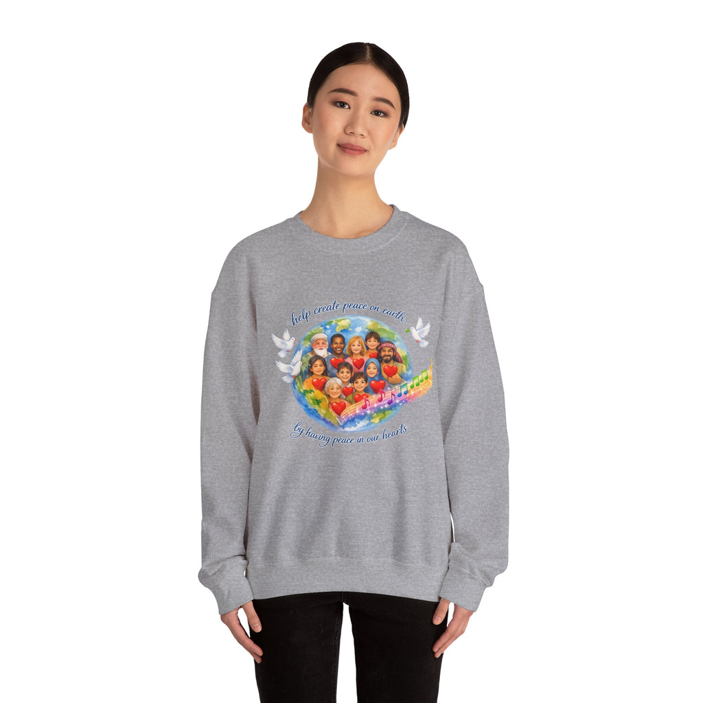 Peace on Earth Crewneck Sweatshirt — "Help Create Peace on Earth" Kids of the World Design