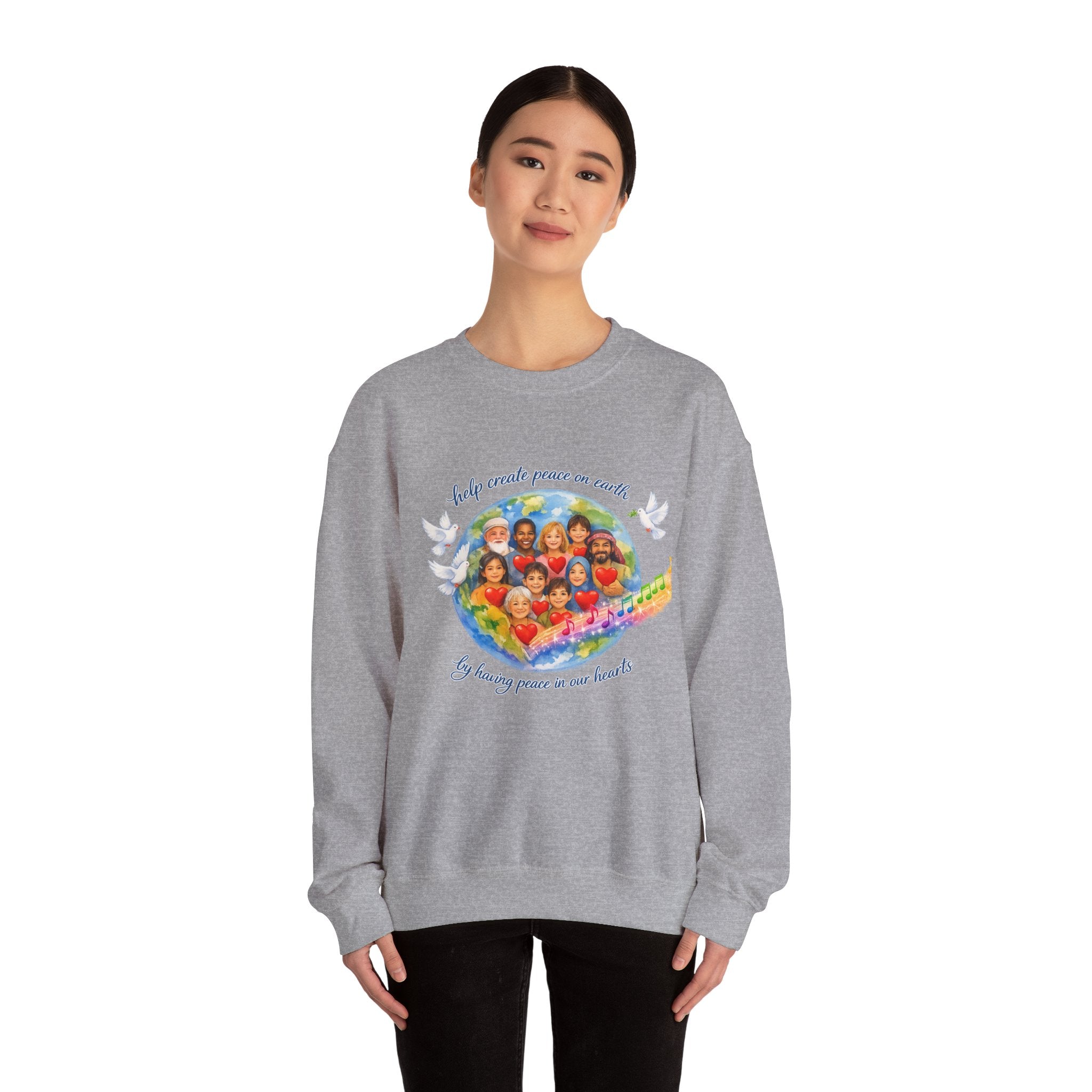 Peace on Earth Crewneck Sweatshirt — "Help Create Peace on Earth" Kids of the World Design