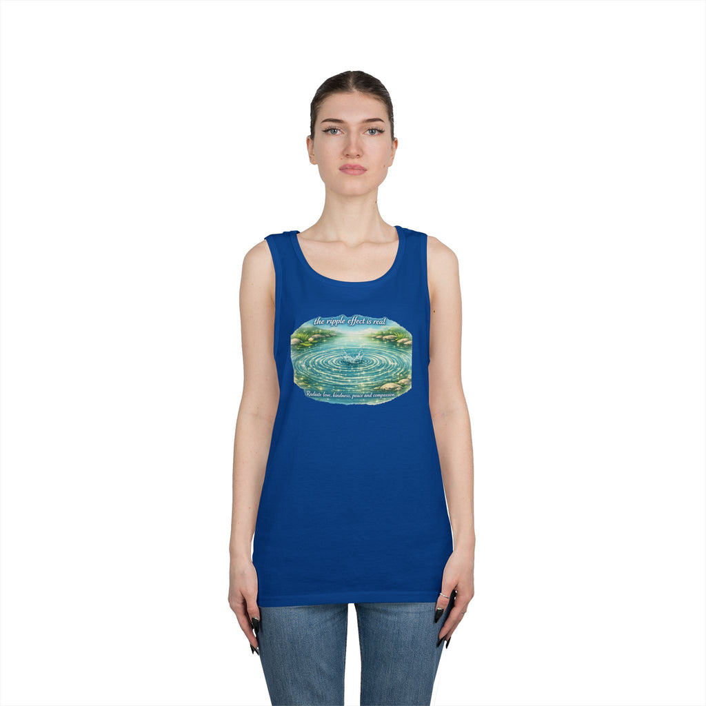 Lake Ripple Nature Tank Top — Serene Watercolor Mountain Pond Design