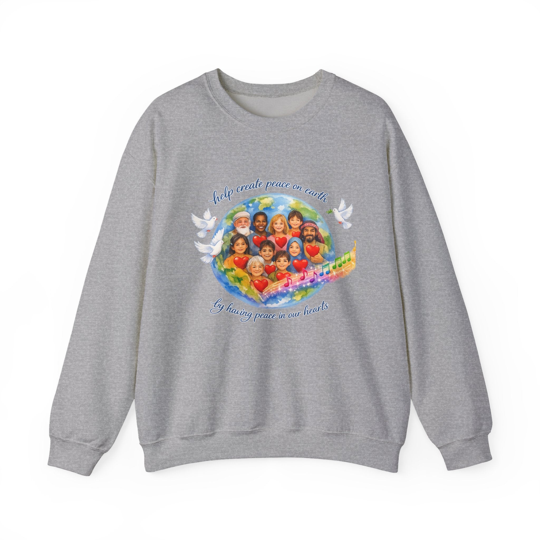 Peace on Earth Crewneck Sweatshirt — "Help Create Peace on Earth" Kids of the World Design