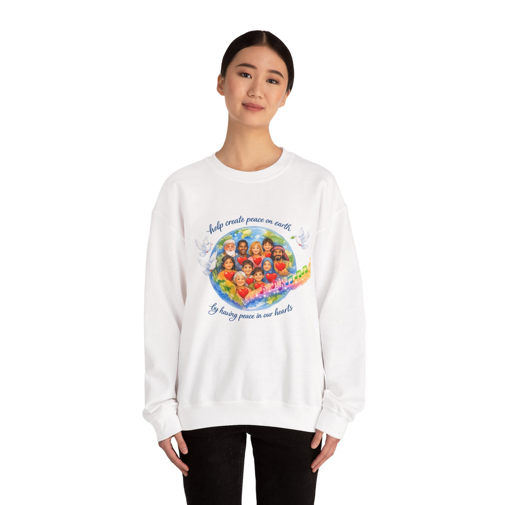 Peace on Earth Crewneck Sweatshirt — "Help Create Peace on Earth" Kids of the World Design
