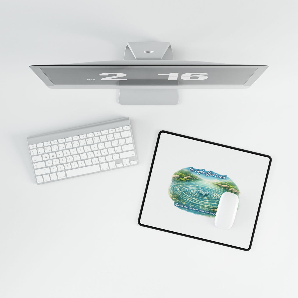 Ripple Effect Desk Mat — Tranquil Water Ripple Mouse Pad with Inspirational Quote