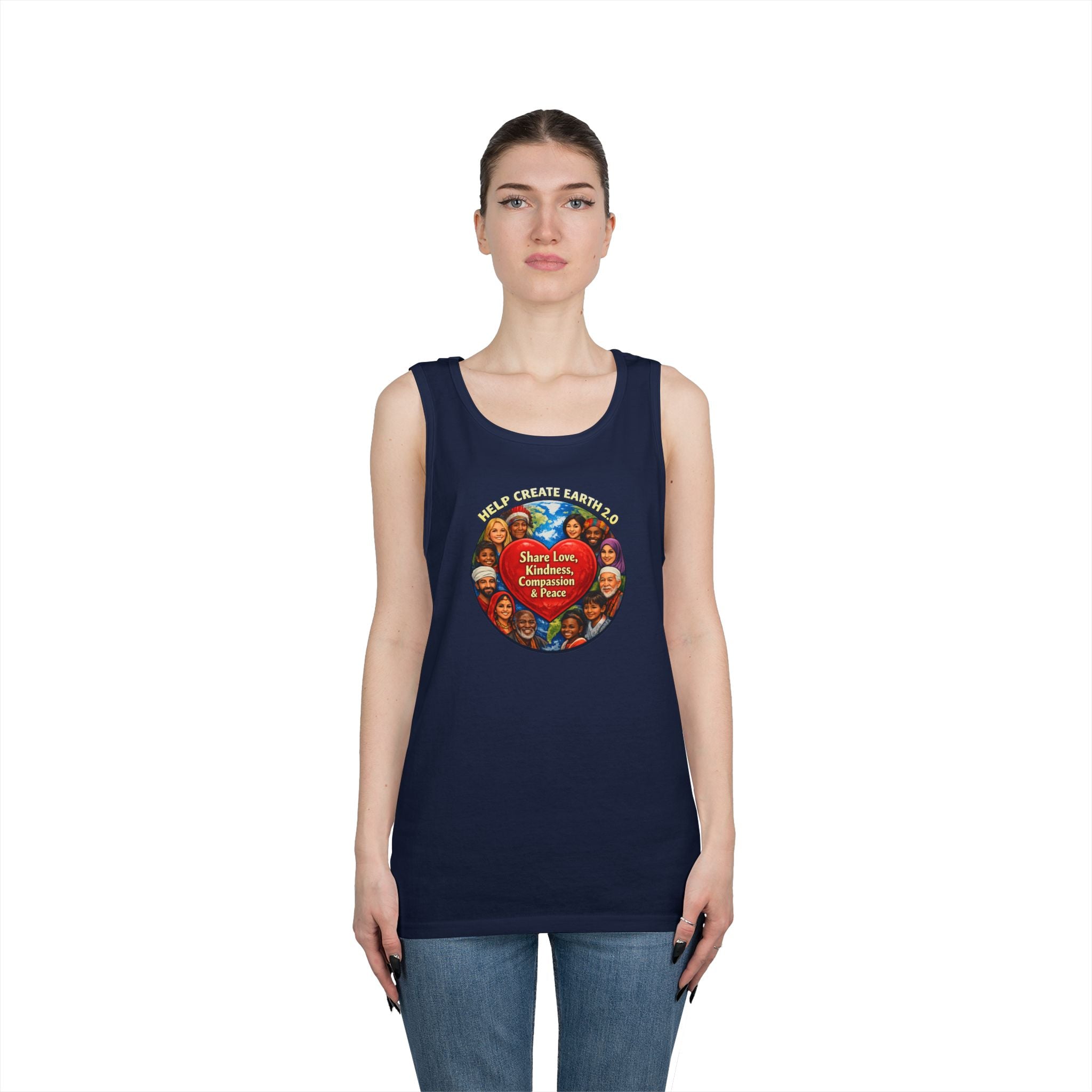 Peace & Kindness Tank Top — "Share Love, Kindness, Compassion & Peace" Graphic