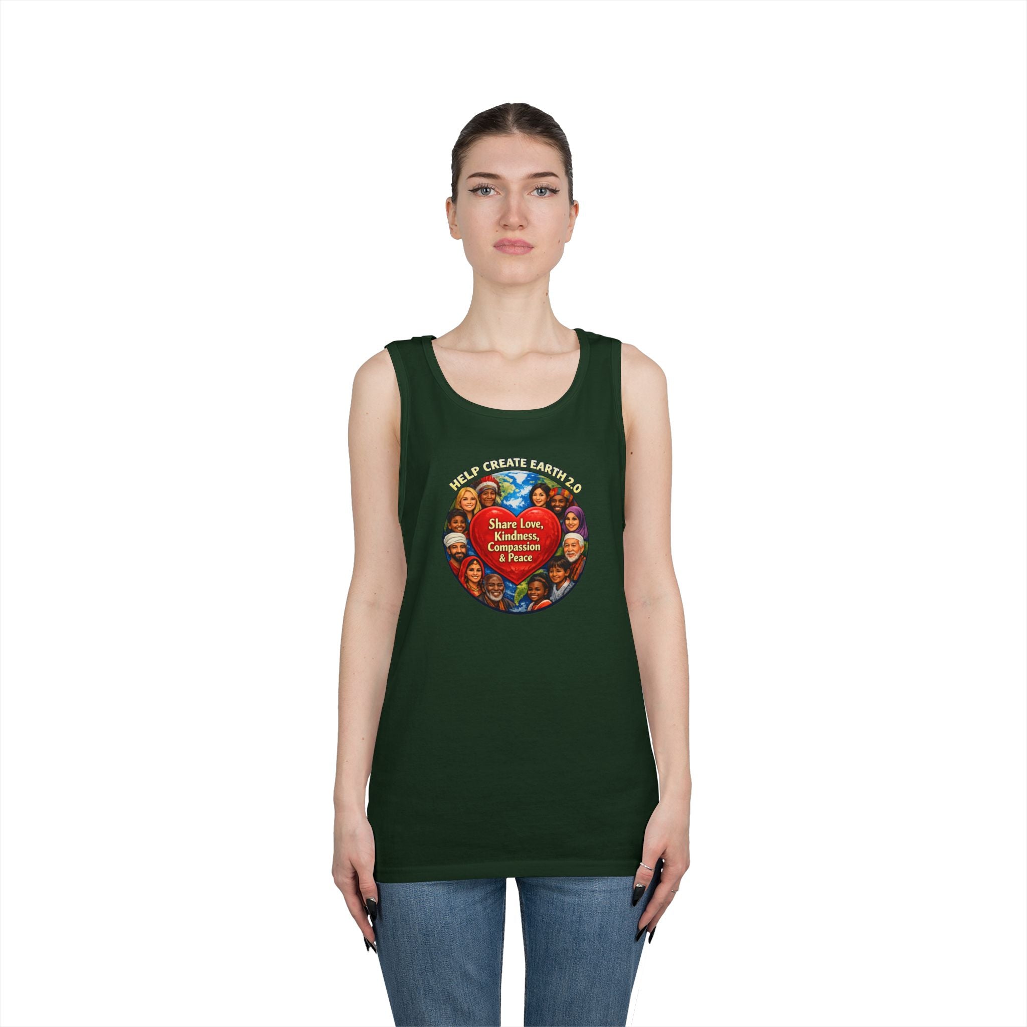 Peace & Kindness Tank Top — "Share Love, Kindness, Compassion & Peace" Graphic