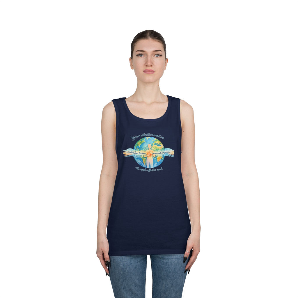 Earth Hug Tank — "Your vibration matters" Eco Positive Graphic Tank Top