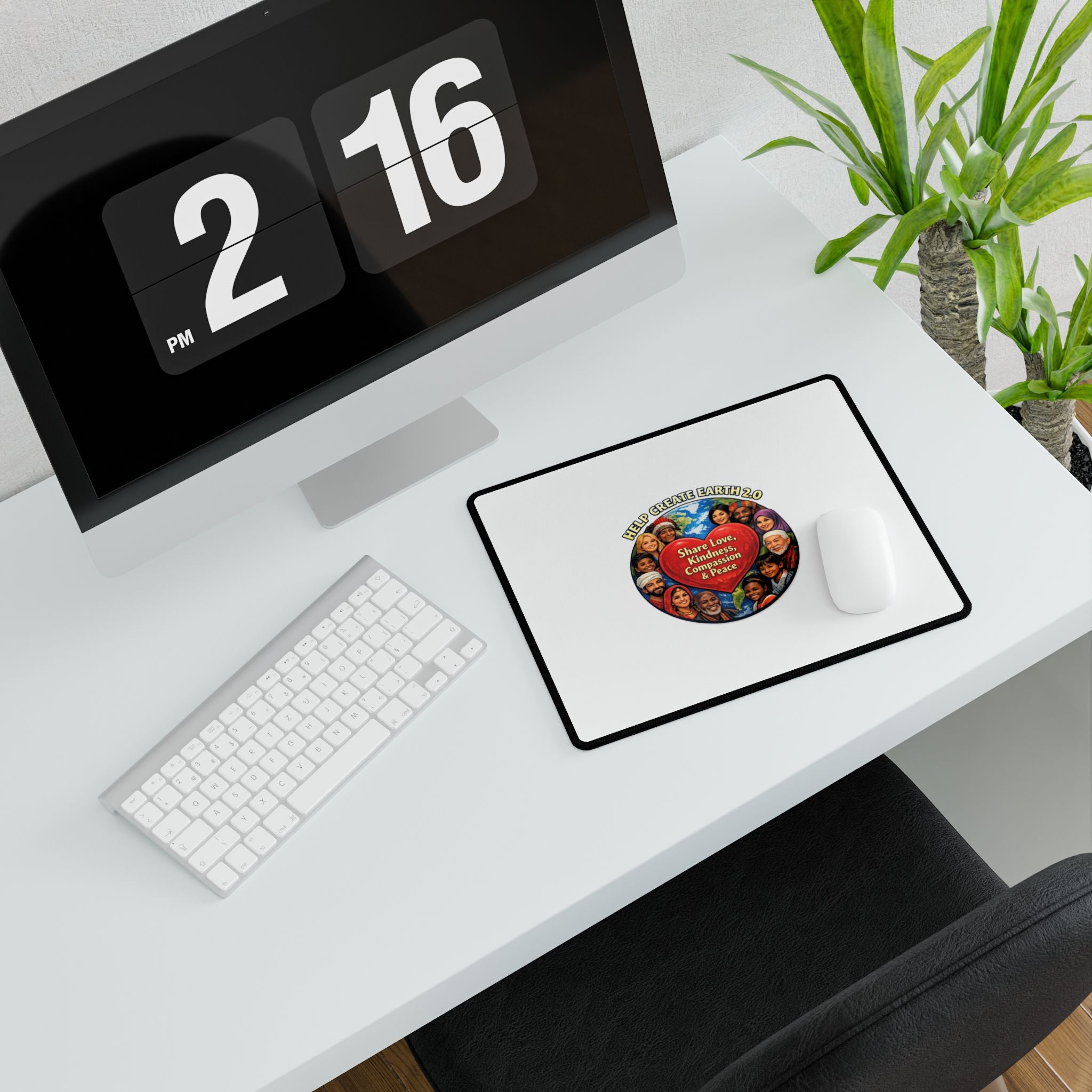 Desk Mat — "Share Love, Kindness, Compassion & Peace" Heart Globe Design