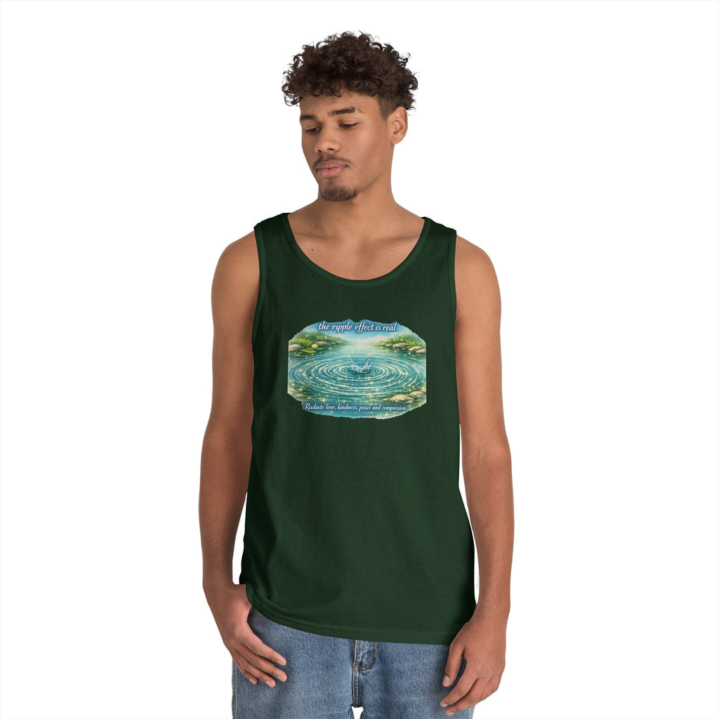 Lake Ripple Nature Tank Top — Serene Watercolor Mountain Pond Design