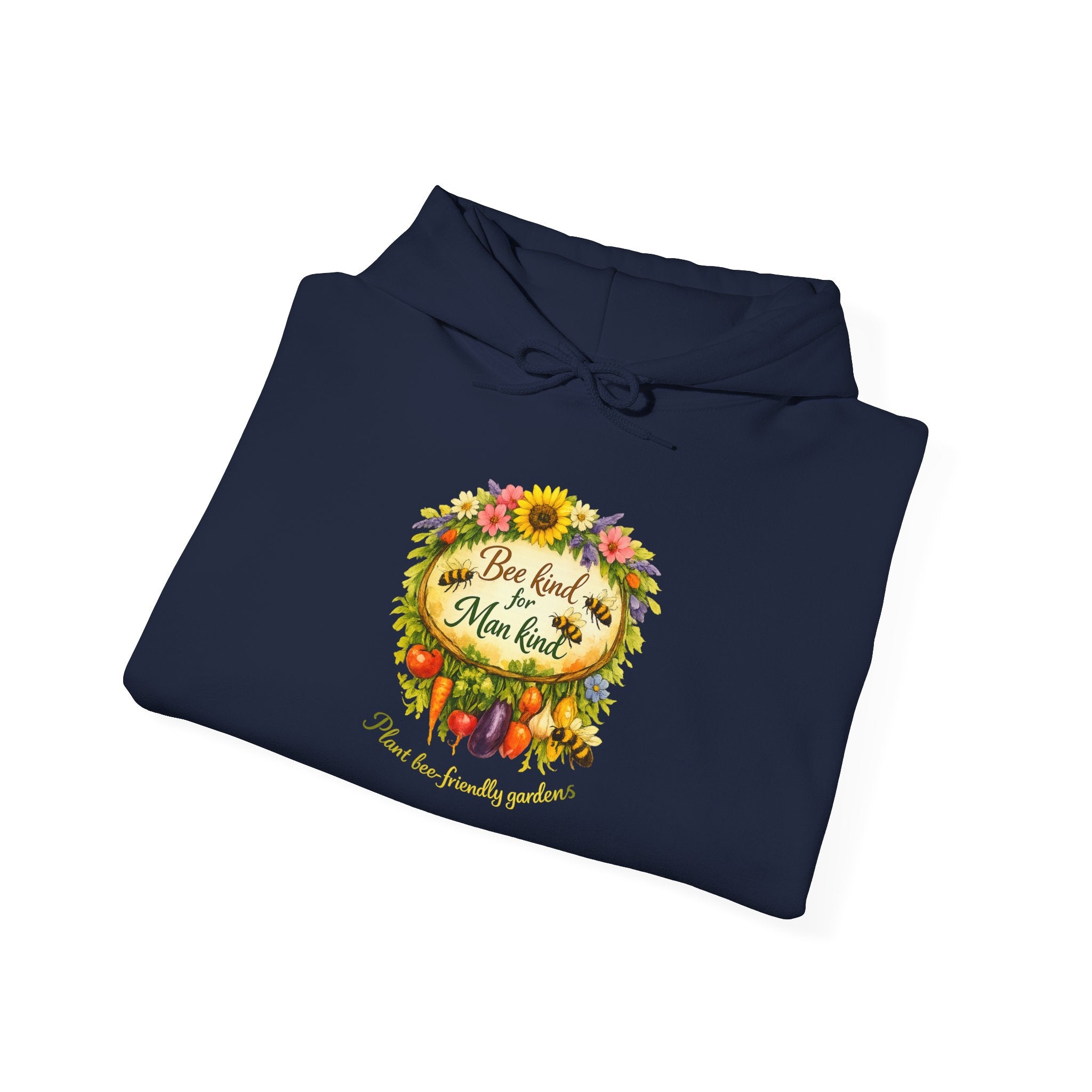 Autumn Floral "Bee Kind to Mankind" Hoodie — Cozy Fall Sweatshirt Gift