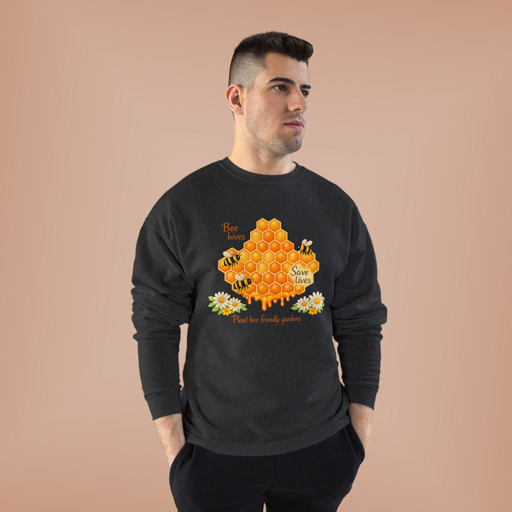 Bee Hive Sweatshirt – Save the Bees Honeycomb Floral Crewneck