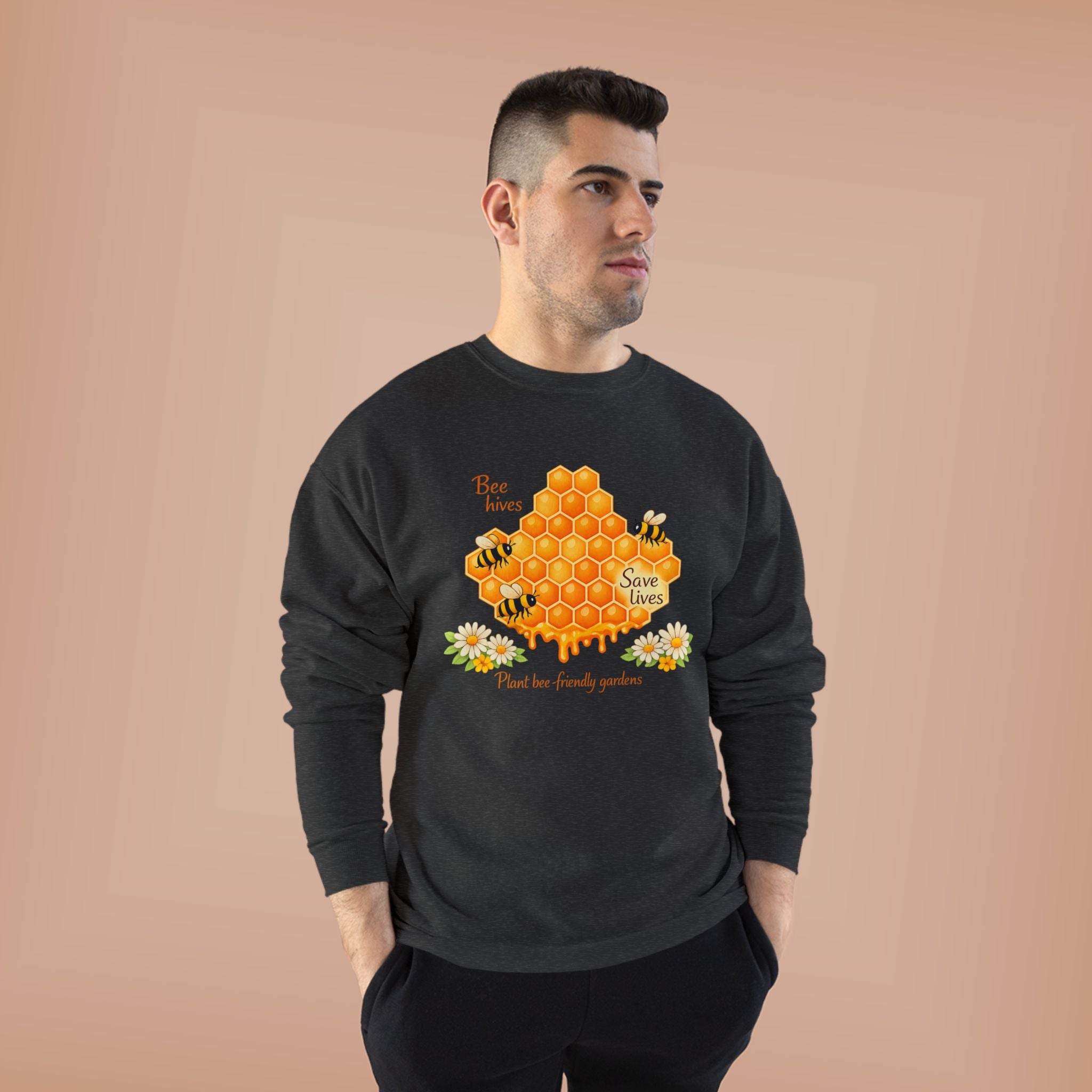 Bee Hive Sweatshirt – Save the Bees Honeycomb Floral Crewneck