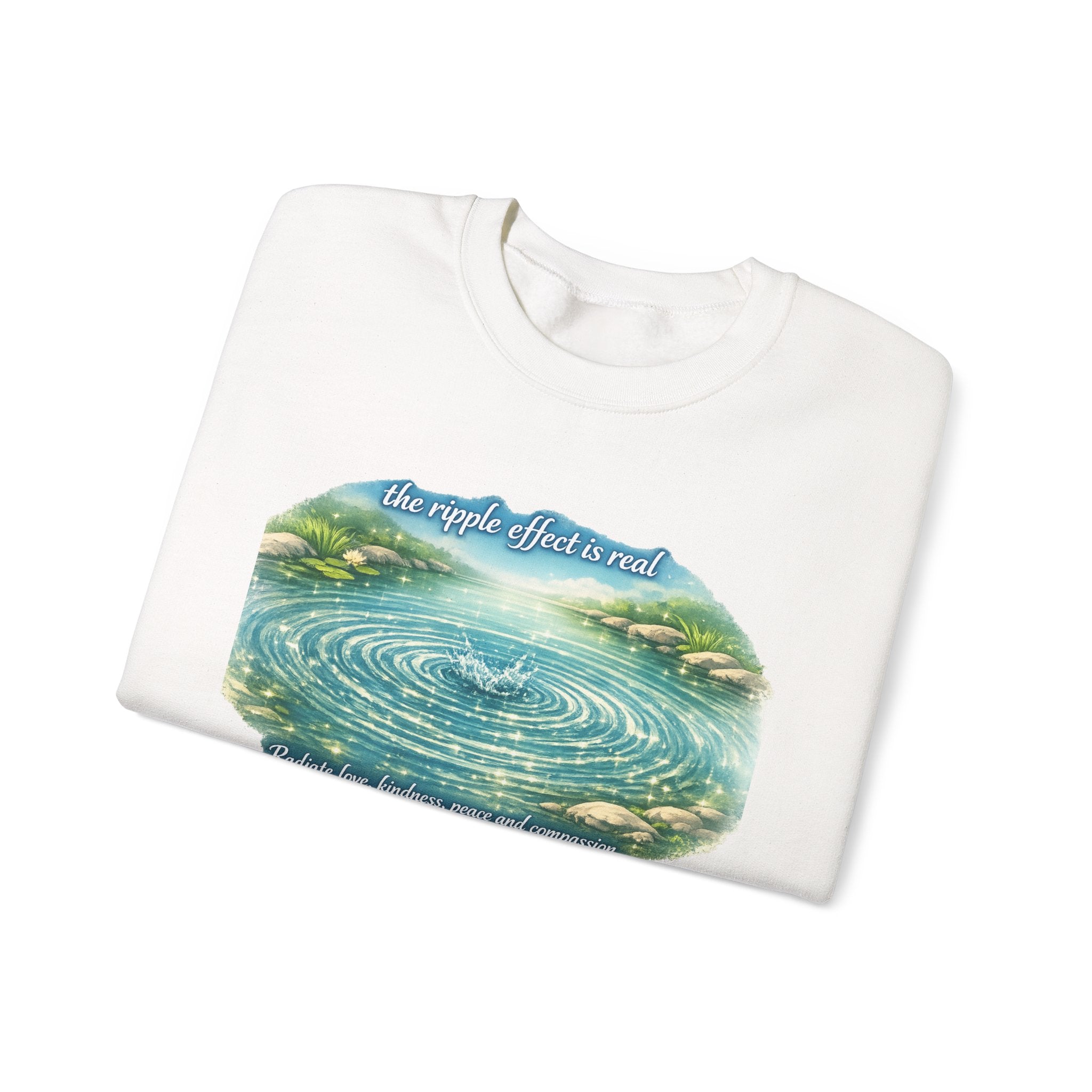 Ripple Effect Crewneck Sweatshirt — Scenic Lake Ripple Design