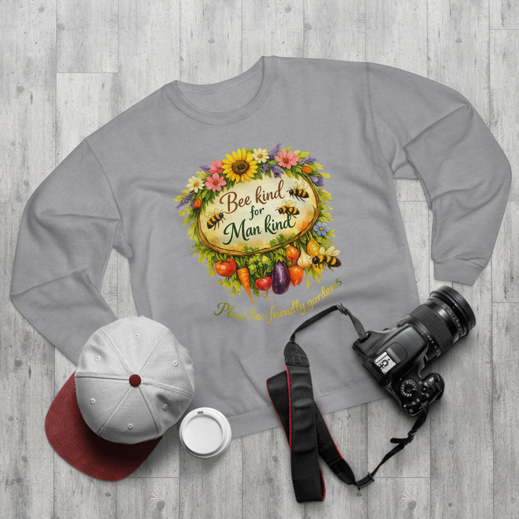 Bee Kind for Mankind Sweatshirt — Floral Sunflower & Bee Graphic Crewneck