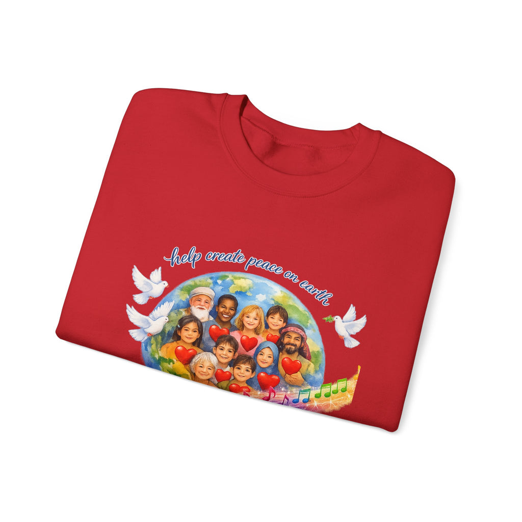 Peace on Earth Crewneck Sweatshirt — "Help Create Peace on Earth" Kids of the World Design