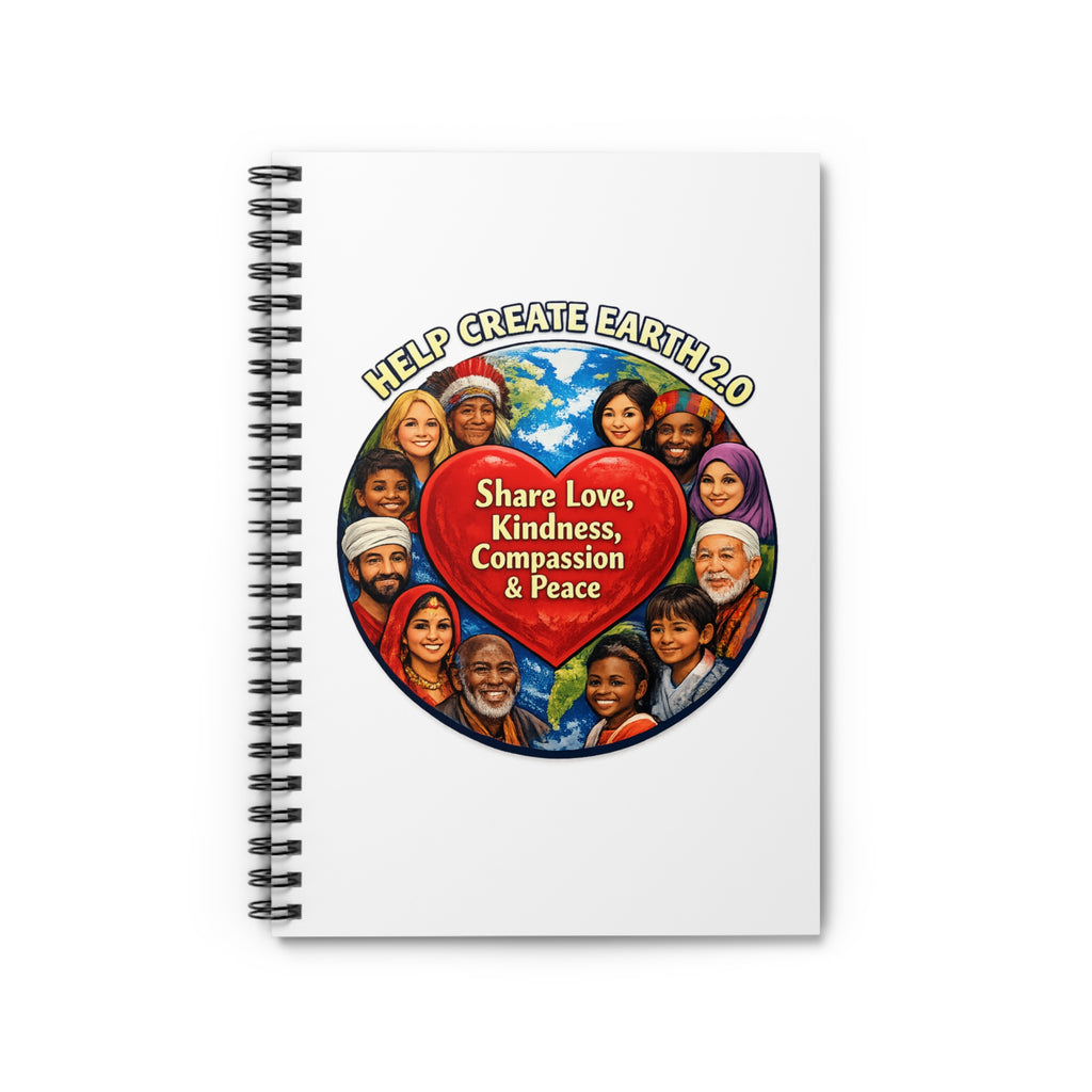 Spiral Notebook — “Help Create Earth 2.0” Heart Design: Share Love, Kindness, Compassion & Peace