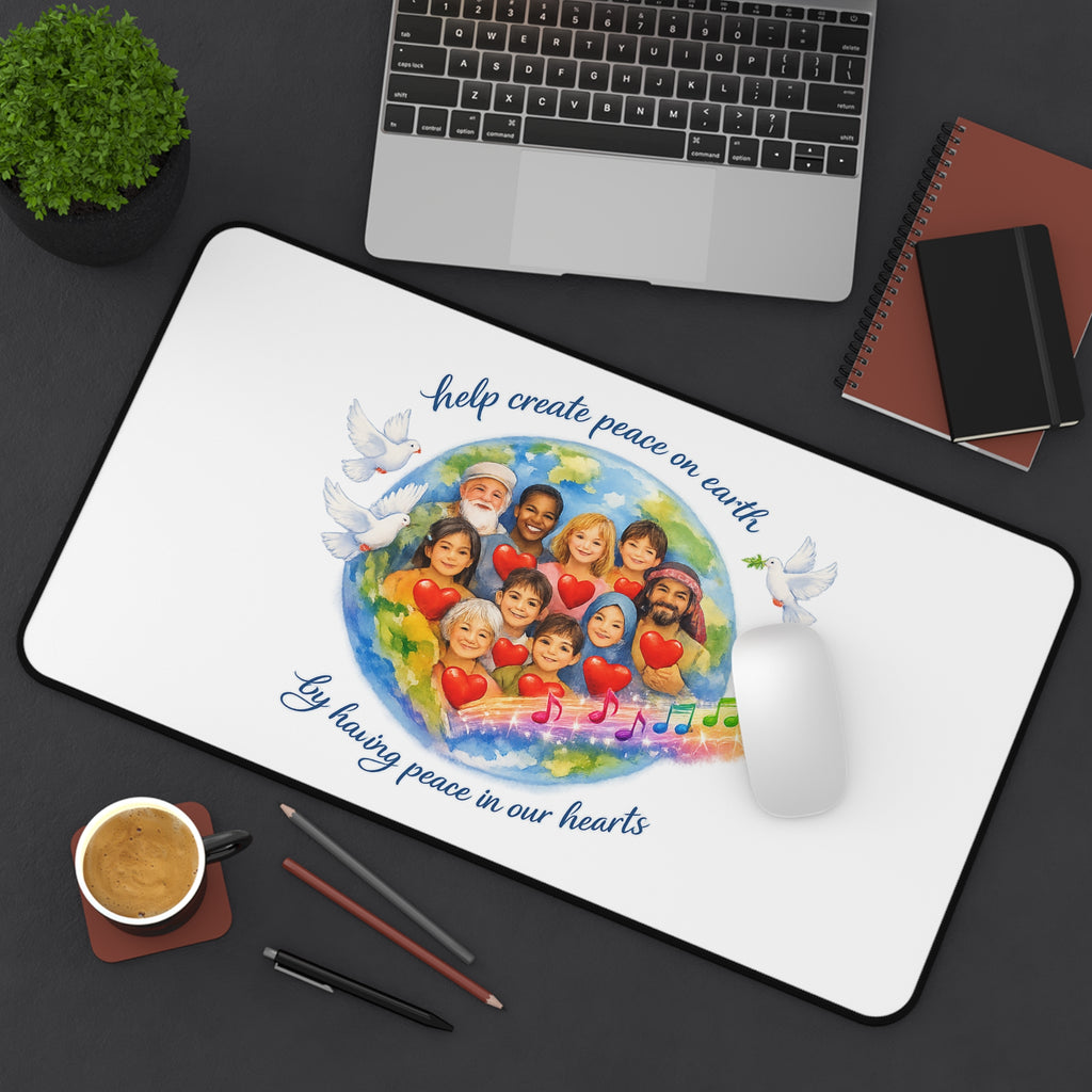 Radiate Peace Desk Mat — Inspirational Quote Desk Pad