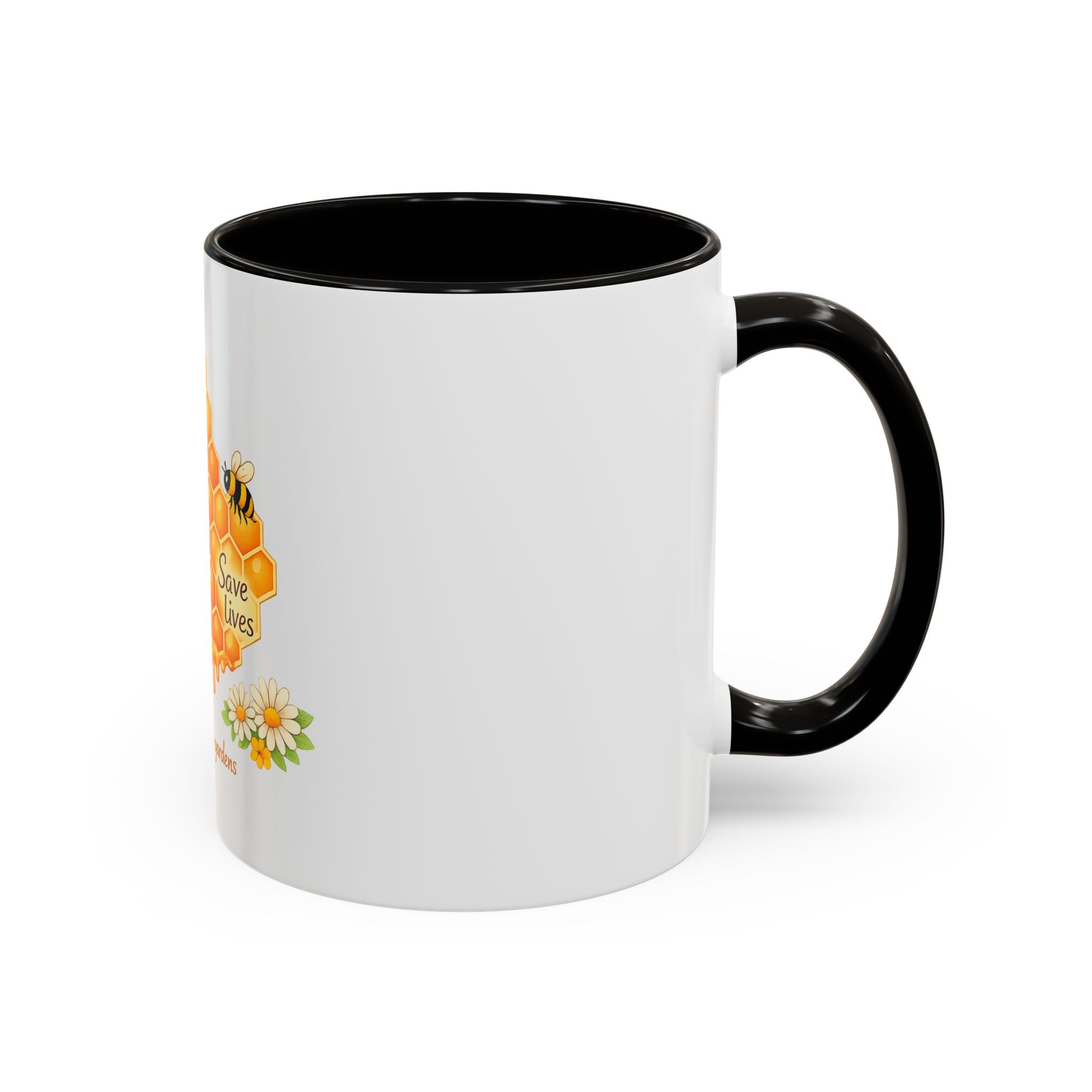 Bee-Friendly Honeycomb Mug — “Bee hives Save Lives” 11oz/15oz