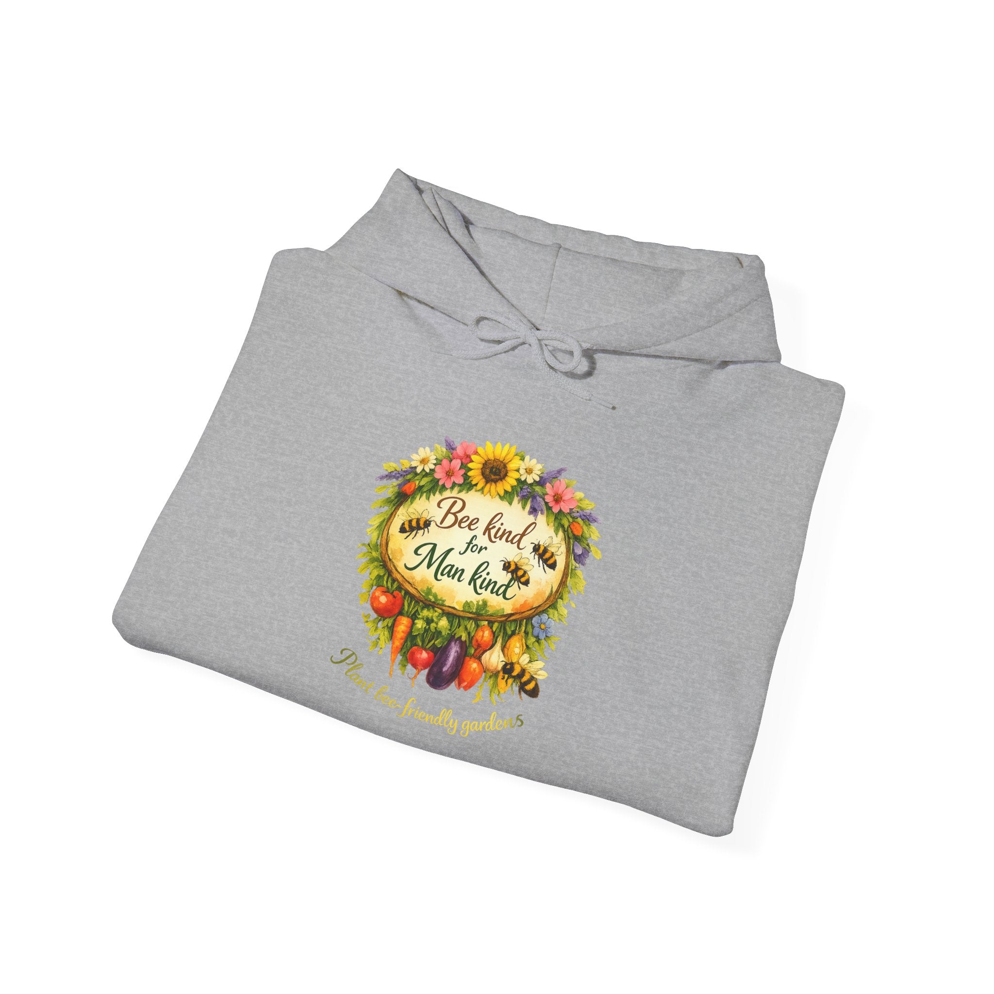 Autumn Floral "Bee Kind to Mankind" Hoodie — Cozy Fall Sweatshirt Gift