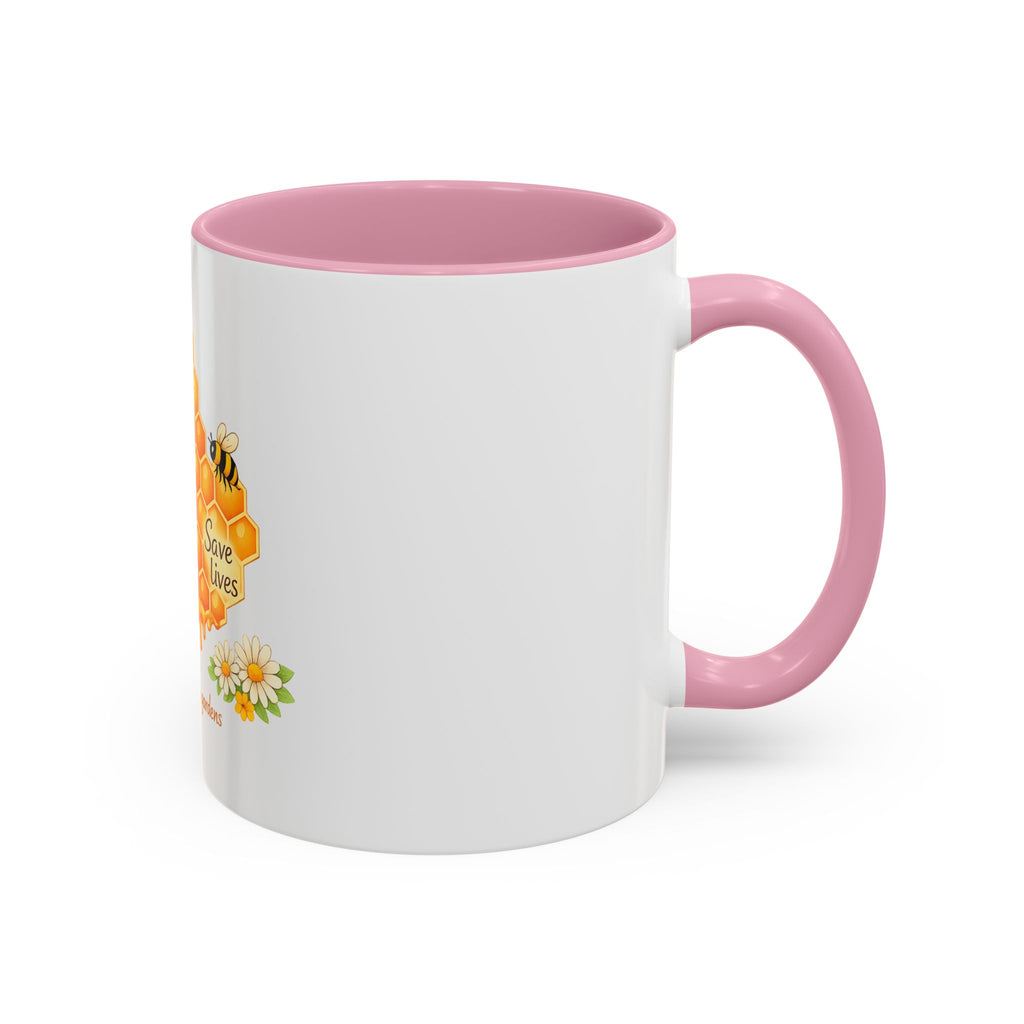 Bee-Friendly Honeycomb Mug — “Bee hives Save Lives” 11oz/15oz