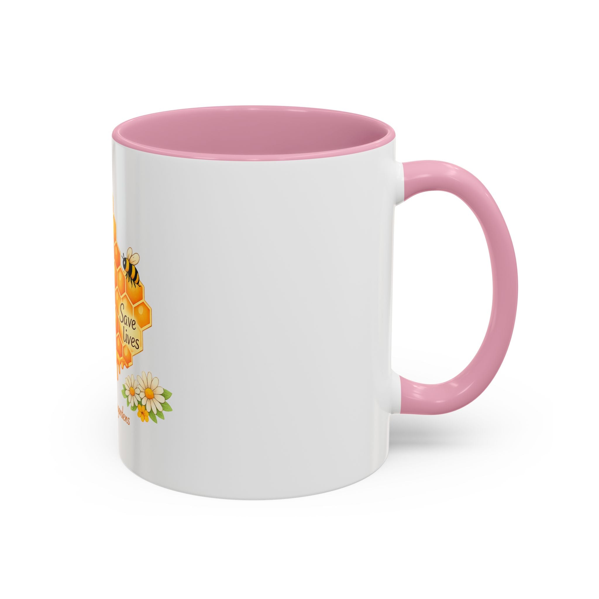 Bee-Friendly Honeycomb Mug — “Bee hives Save Lives” 11oz/15oz