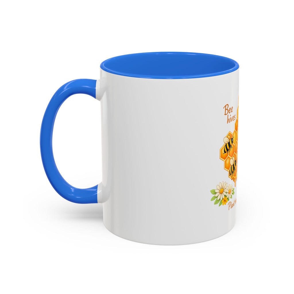 Bee-Friendly Honeycomb Mug — “Bee hives Save Lives” 11oz/15oz