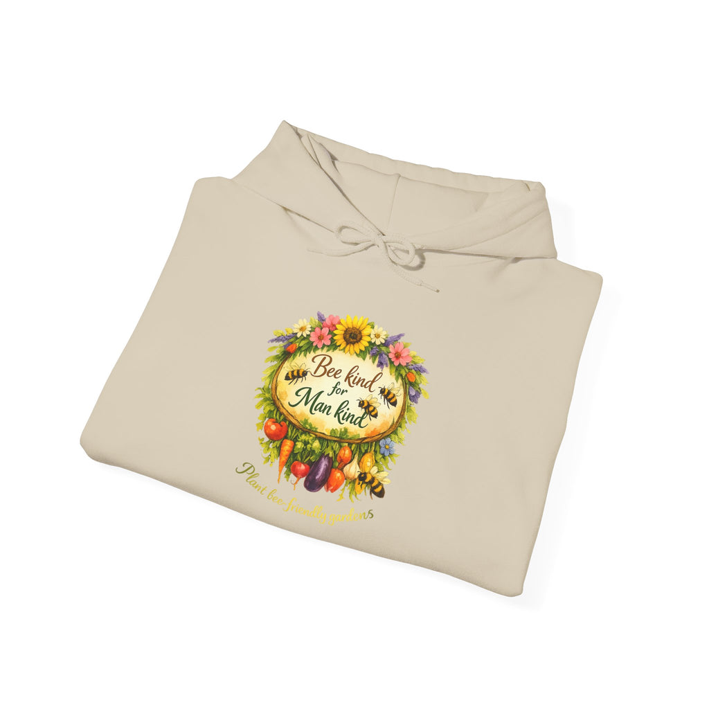 Autumn Floral "Bee Kind to Mankind" Hoodie — Cozy Fall Sweatshirt Gift