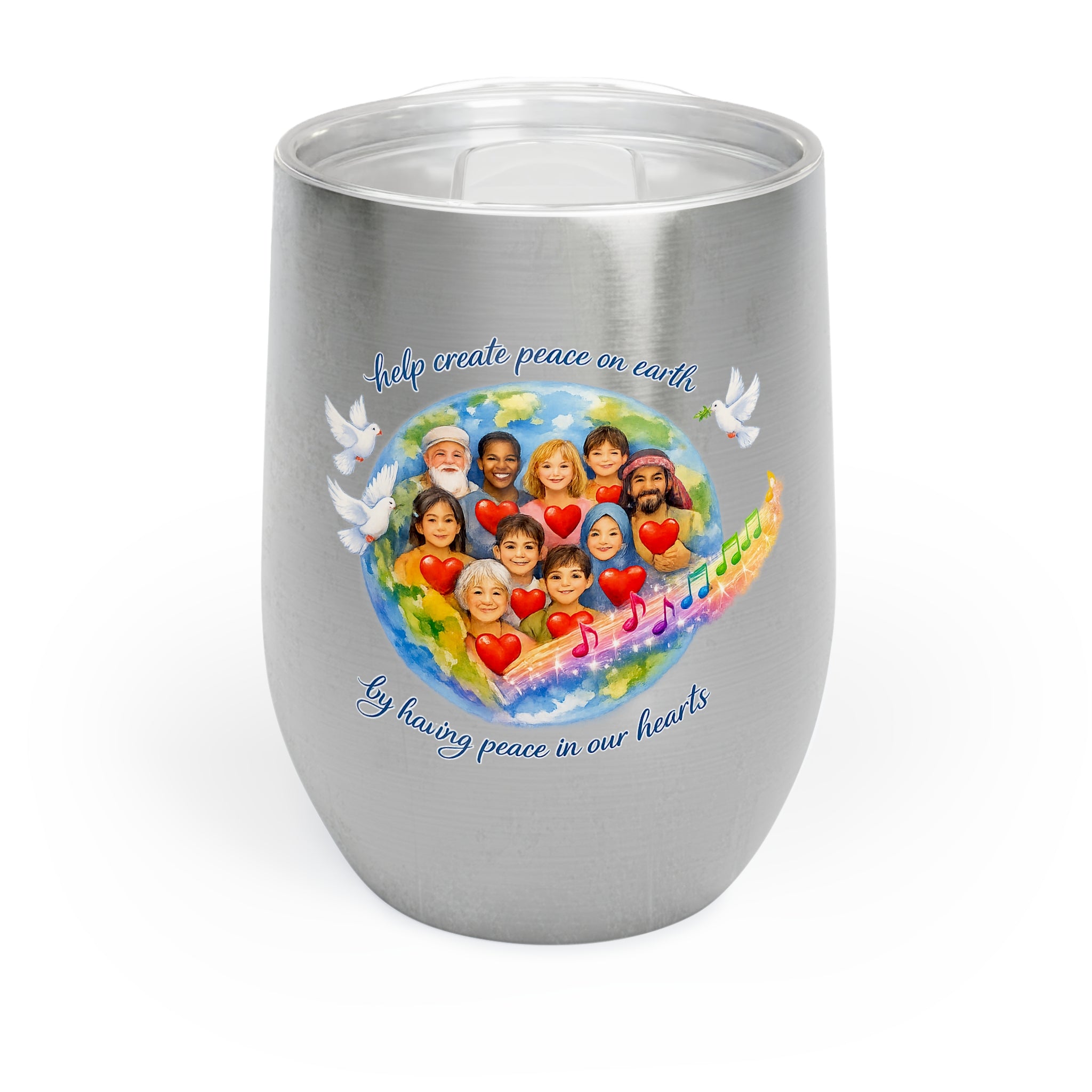 Chill Wine Tumbler — 'Radiate Peace' Stainless Wine Tumbler