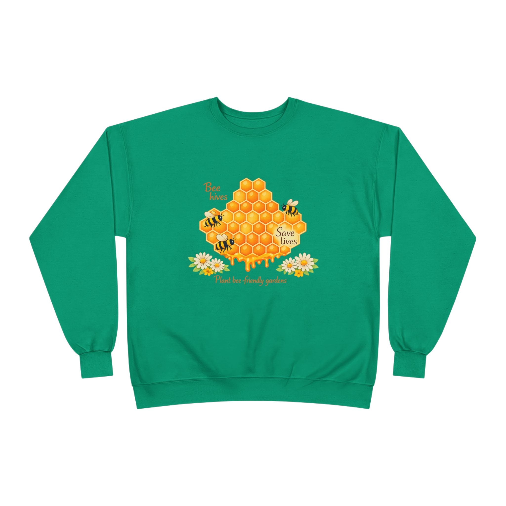 Bee Hive Sweatshirt – Save the Bees Honeycomb Floral Crewneck